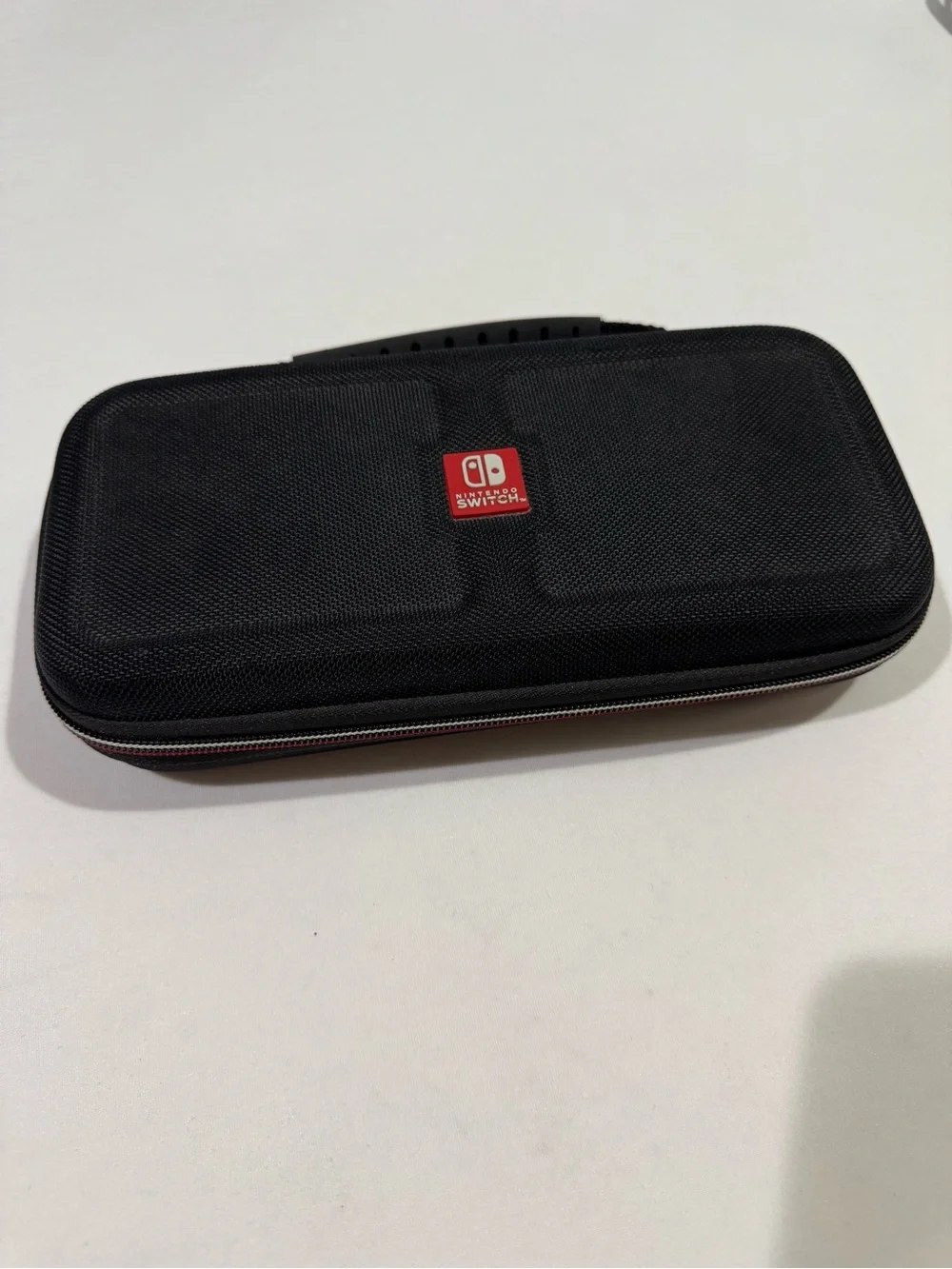 Nintendo Switch Official Hard Shell Travel Carrying Case Black Red Zipper